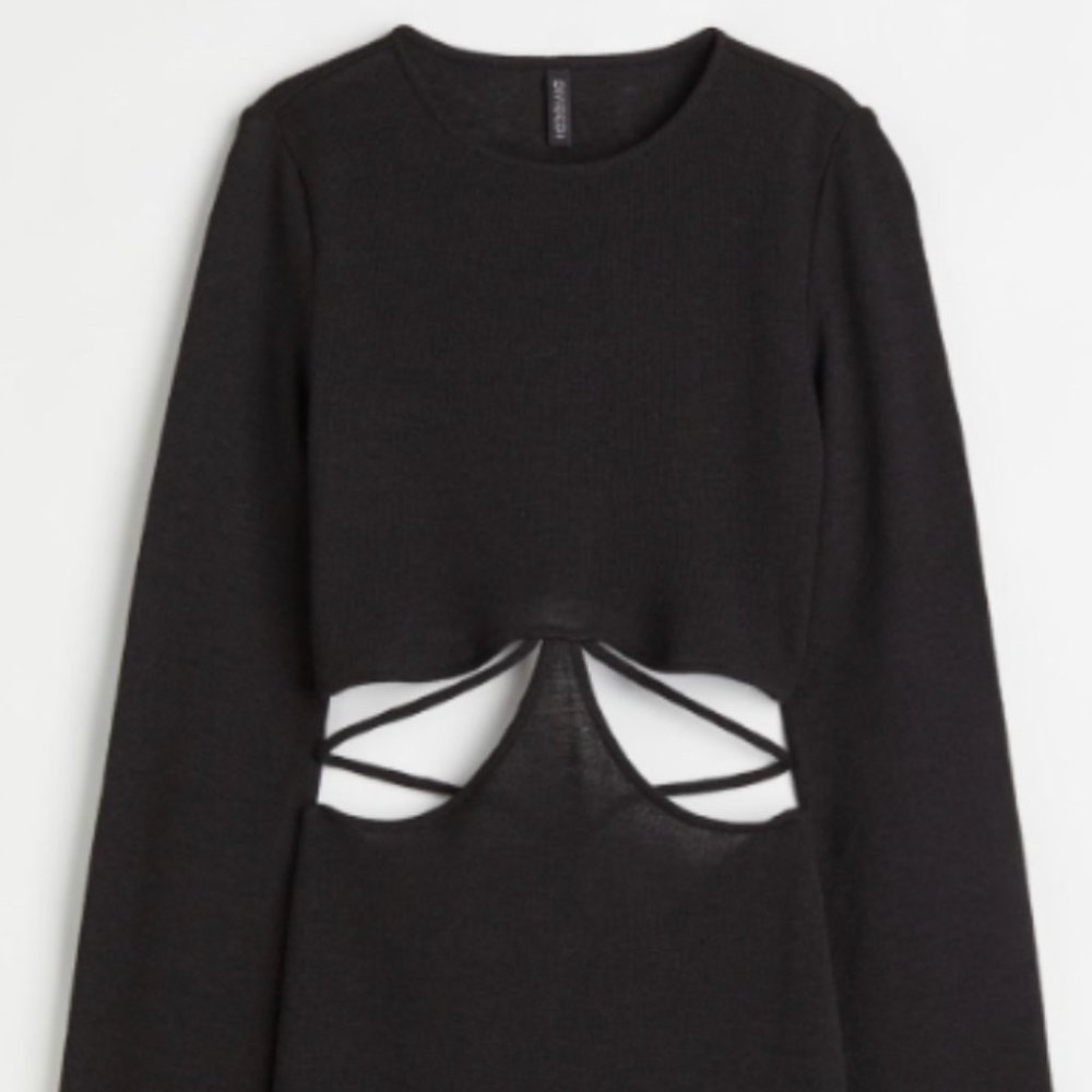 NWT H&M long sleeve dress with cutouts at waist - Picture 1 of 2